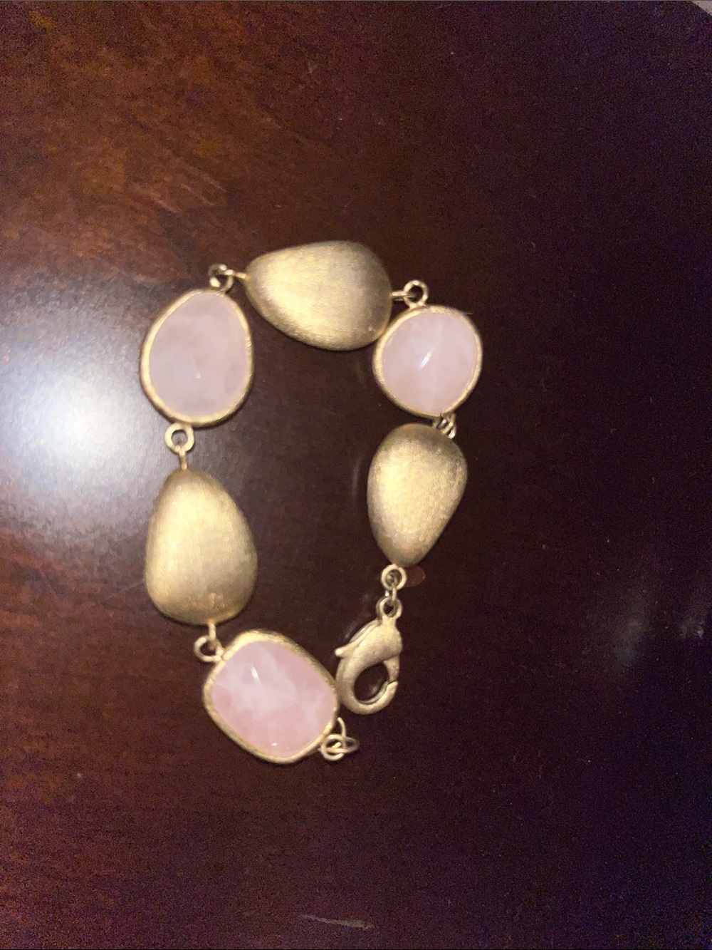 Rivka Friedman Gold-Tone Bracelet with Pink quartz Stone Links